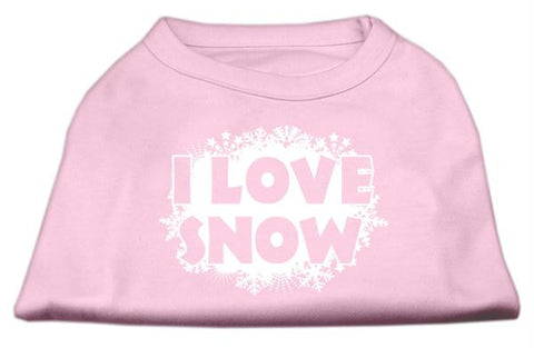 I Love Snow Screenprint Shirts Light Pink L (14)