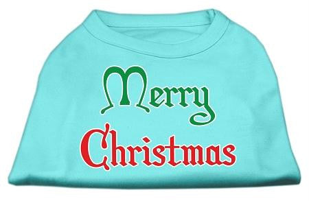 Merry Christmas Screen Print Shirt Aqua XS (8)