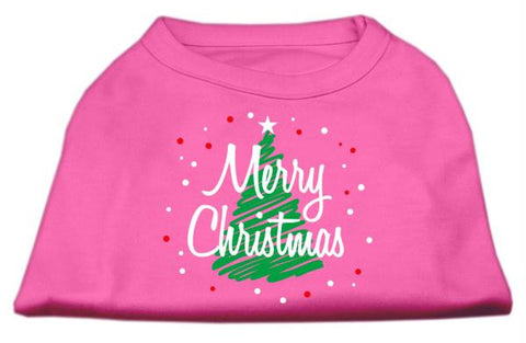 Scribbled Merry Christmas Screenprint Shirts  Bright Pink L (14)