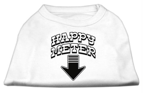 Happy Meter Screen Printed Dog Shirt White XS (8)