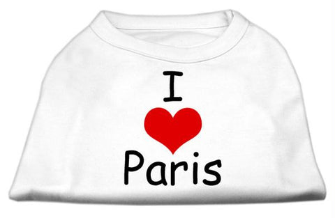 I Love Paris Screen Print Shirts White Med (12)