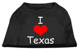 I Love Texas Screen Print Shirts Black  XS (8)