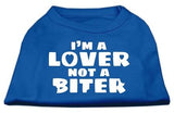 I'm a Lover not a Biter Screen Printed Dog Shirt Blue Lg (14)