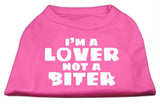 I'm a Lover not a Biter Screen Printed Dog Shirt   Bright Pink Lg (14)