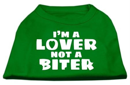 I'm a Lover not a Biter Screen Printed Dog Shirt Emerald Green Lg (14)