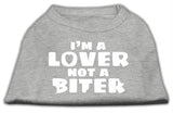 I'm a Lover not a Biter Screen Printed Dog Shirt   Grey Lg (14)