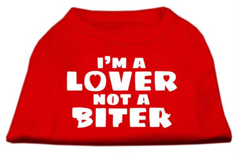 I'm a Lover not a Biter Screen Printed Dog Shirt   Red Lg (14)