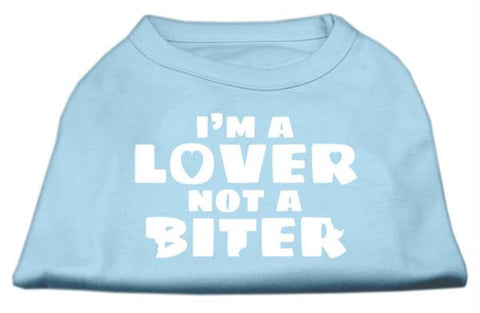 I'm a Lover not a Biter Screen Printed Dog Shirt   Baby Blue Med (12)