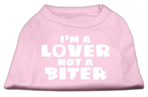 I'm a Lover not a Biter Screen Printed Dog Shirt   Light Pink Med (12)