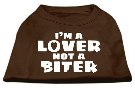 I'm a Lover not a Biter Screen Printed Dog Shirt Brown Sm (10)