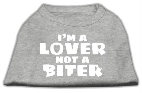 I'm a Lover not a Biter Screen Printed Dog Shirt   Grey Sm (10)