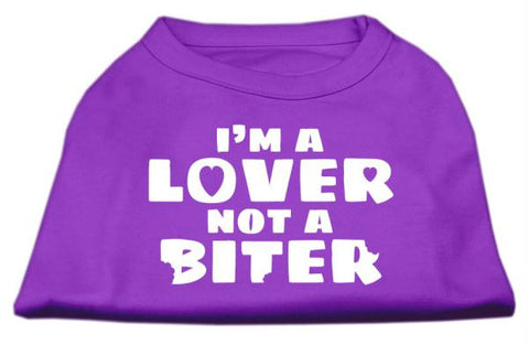 I'm a Lover not a Biter Screen Printed Dog Shirt   Purple Sm (10)