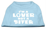 I'm a Lover not a Biter Screen Printed Dog Shirt   Baby Blue XS (8)