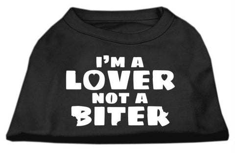 I'm a Lover not a Biter Screen Printed Dog Shirt   Black  XS (8)