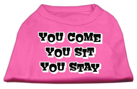 You Come, You Sit, You Stay Screen Print Shirts Bright Pink L (14)