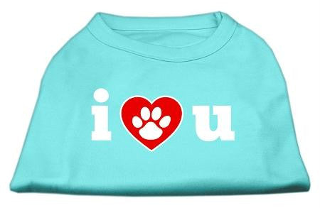 I Love U Screen Print Shirt Aqua XL (16)