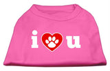 I Love U Screen Print Shirt Bright Pink XS (8)