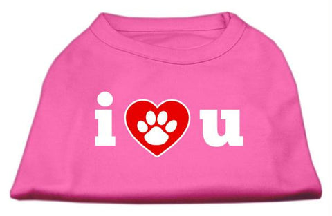 I Love U Screen Print Shirt Bright Pink XS (8)