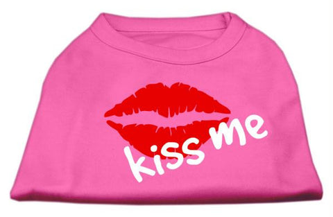 Kiss Me Screen Print Shirt Bright Pink Lg (14)