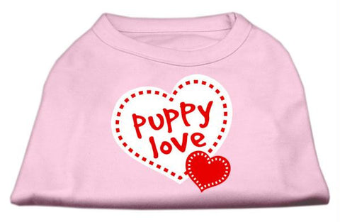 Puppy Love Screen Print Shirt Light Pink  XL (16)