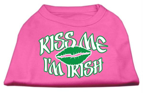 Kiss Me I'm Irish Screen Print Shirt Bright Pink Lg (14)