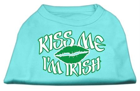 Kiss Me I'm Irish Screen Print Shirt Aqua XS (8)