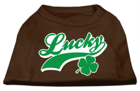 Lucky Swoosh Screen Print Shirt Brown Lg (14)