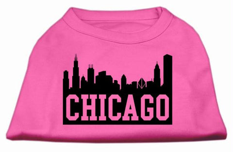 Chicago Skyline Screen Print Shirt Bright Pink Lg (14)