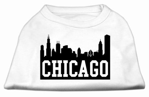 Chicago Skyline Screen Print Shirt White Lg (14)