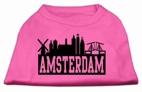 Amsterdam Skyline Screen Print Shirt Bright Pink Med (12)