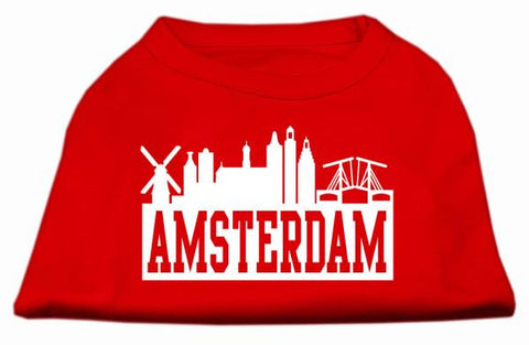 Amsterdam Skyline Screen Print Shirt Red XS (8)