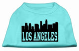 Los Angeles Skyline Screen Print Shirt Aqua Lg (14)