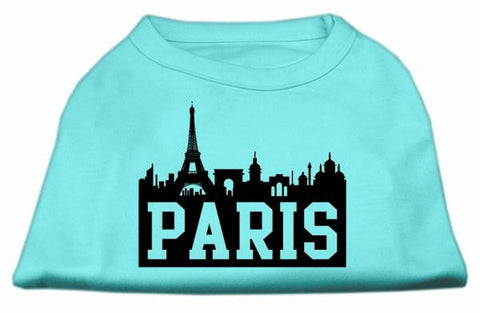 Paris Skyline Screen Print Shirt Aqua Lg (14)