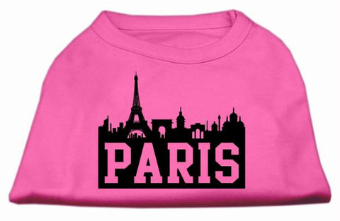 Paris Skyline Screen Print Shirt Bright Pink Med (12)