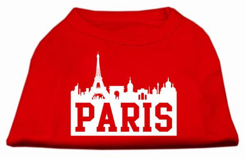 Paris Skyline Screen Print Shirt Red XS (8)