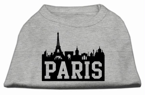 Paris Skyline Screen Print Shirt Grey XXL (18)