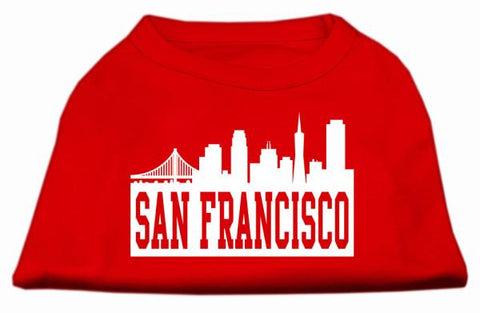 San Francisco Skyline Screen Print Shirt Red XS (8)