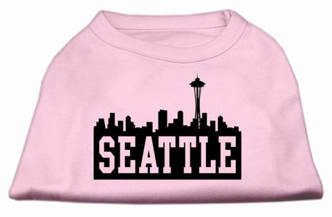 Seattle Skyline Screen Print Shirt Light Pink Lg (14)