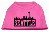 Seattle Skyline Screen Print Shirt Bright Pink XS (8)