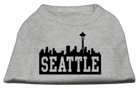 Seattle Skyline Screen Print Shirt Grey XS (8)