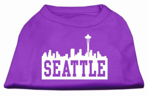 Seattle Skyline Screen Print Shirt Purple XS (8)