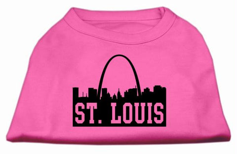 St Louis Skyline Screen Print Shirt Bright Pink Lg (14)