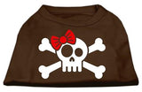 Skull Crossbone Bow Screen Print Shirt Brown XL (16)