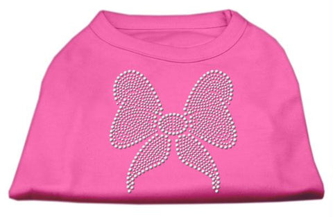 Rhinestone Bow Shirts Bright Pink XS (8)