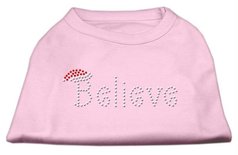 Believe Rhinestone Shirts Light Pink XXXL(20)