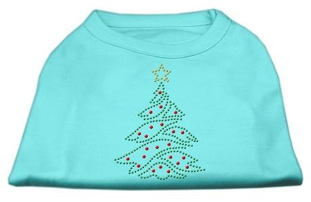 Christmas Tree Rhinestone Shirt Aqua L (14)