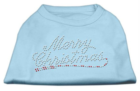 Merry Christmas Rhinestone Shirt Baby Blue L (14)