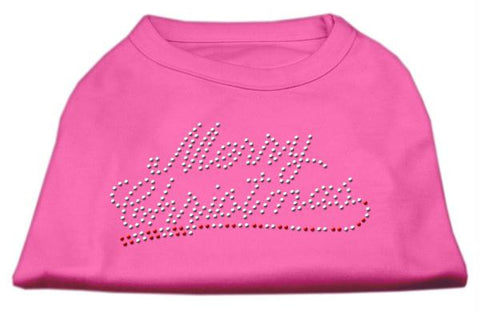 Merry Christmas Rhinestone Shirt Bright Pink XL (16)