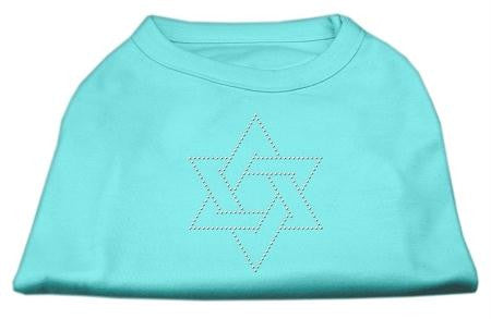 Star of David Rhinestone Shirt   Aqua L (14)