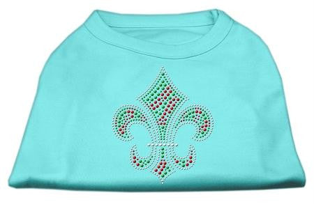 Holiday Fleur de lis Rhinestone Shirts Aqua L (14)